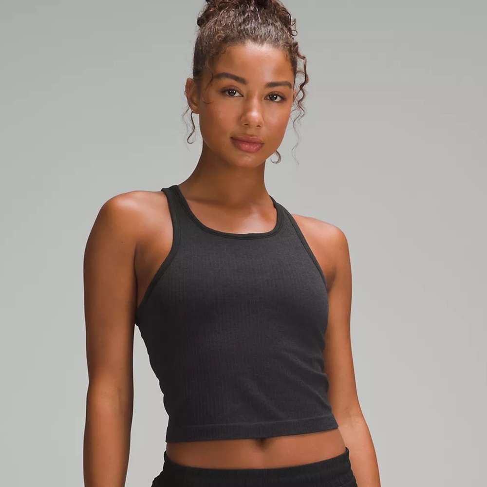 VGUC Lululemon Ebb to Street Cropped Racerback, Black 10/L